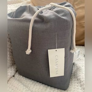 CASALUNA NWT QUEEN Grey LINEN SHEET SET